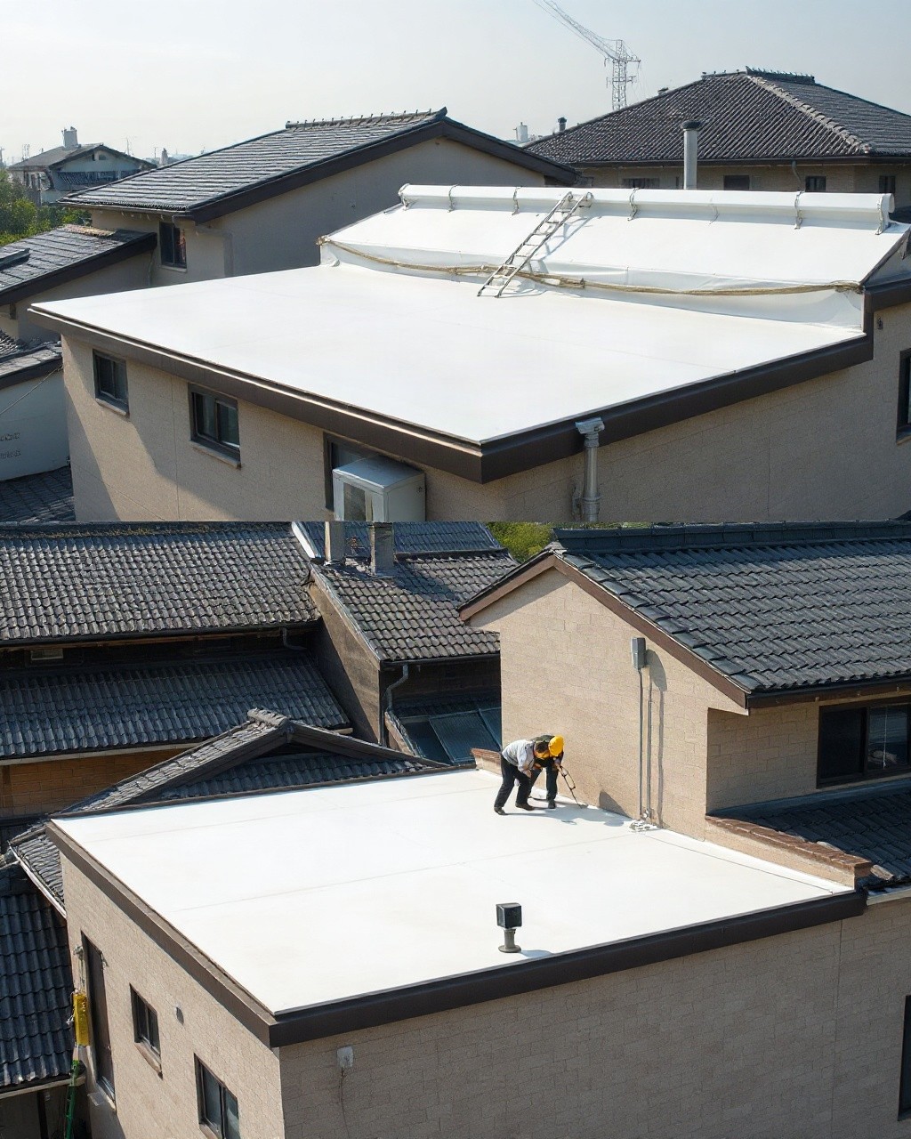 屋上工事の範囲を図面で確認する場面のイメージ