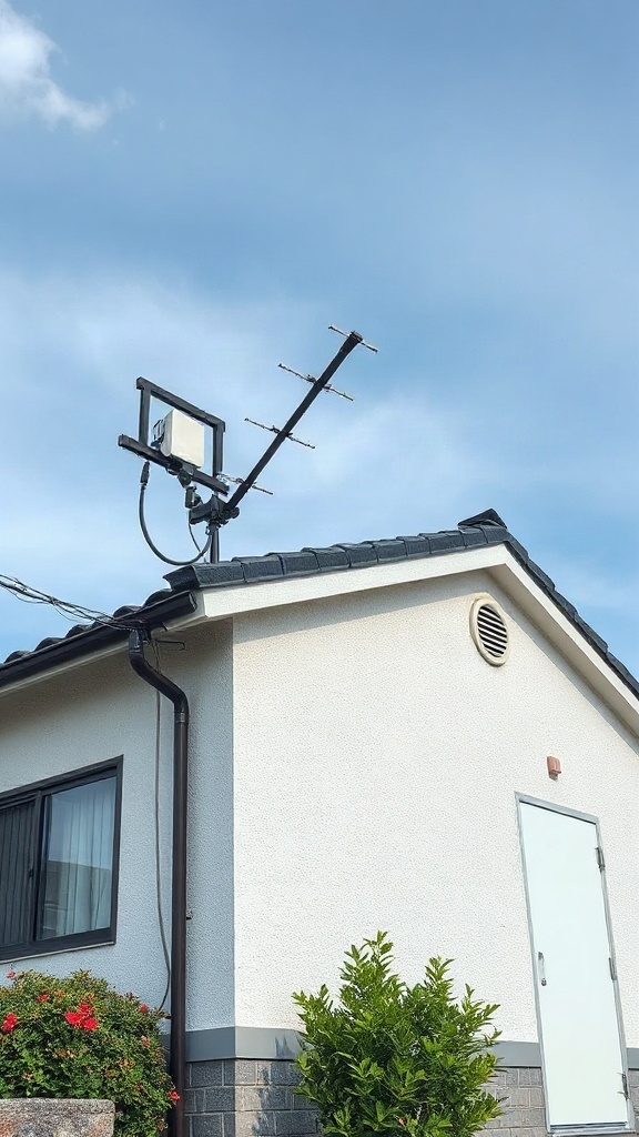 地上からアンテナの設置場所を確認するイメージ