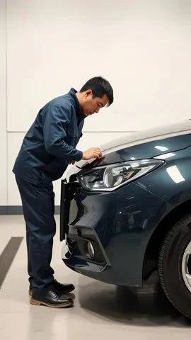 車のボンネットの小さなへこみ修理の確認イメージ